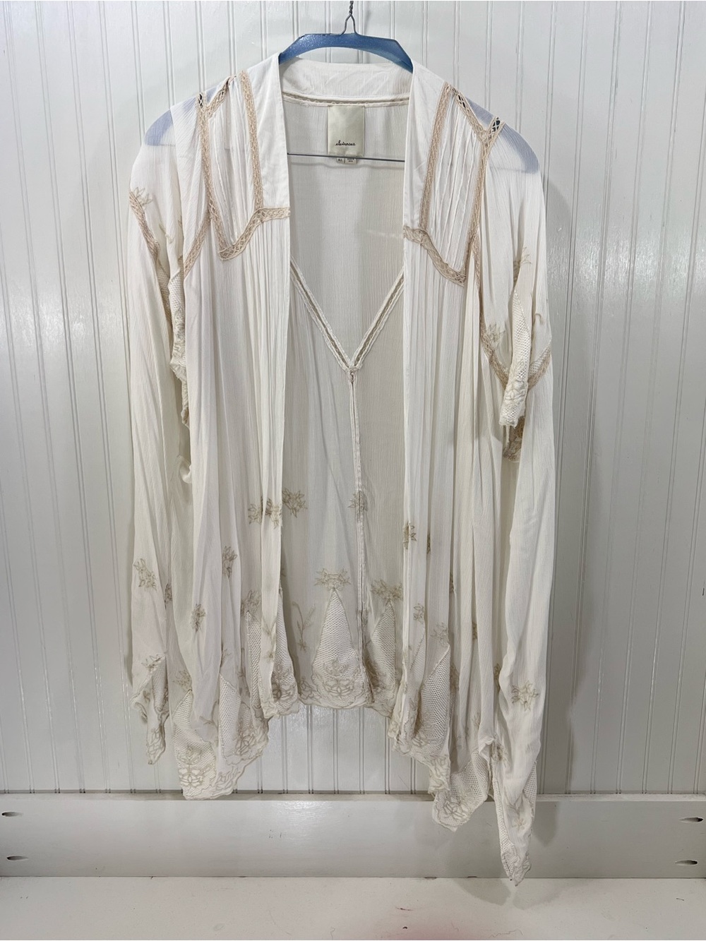 Elevenses Ivory Embroidered Boho Kimono Cardigan Cover Up ALL